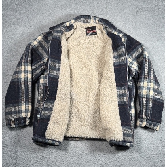 Vintage West Wind Sportswear Sherpa Lined Jacket Mens XL Wool Full Zip USA Made - Picture 3 of 13